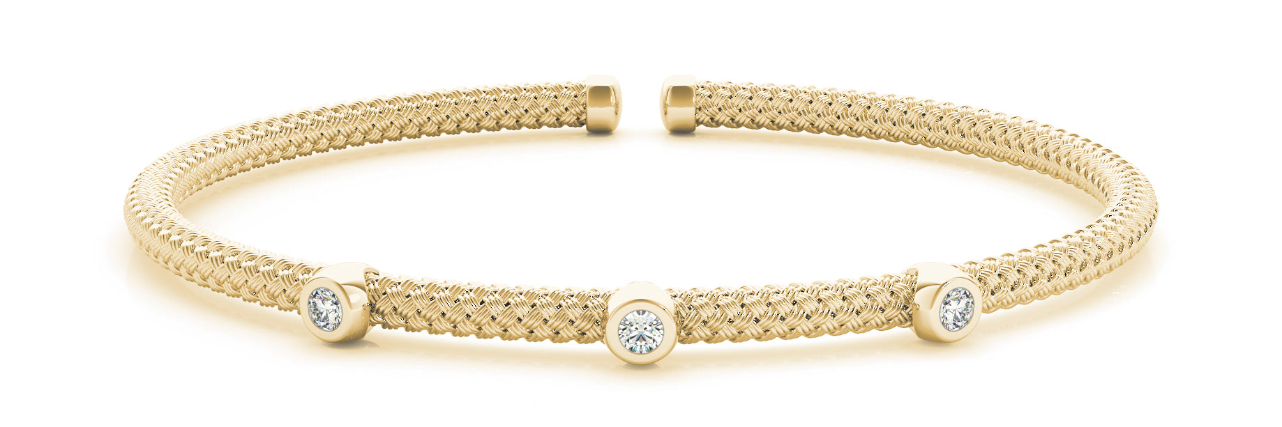 14K Yellow Gold Diamond Fashion Bangle Bracelet