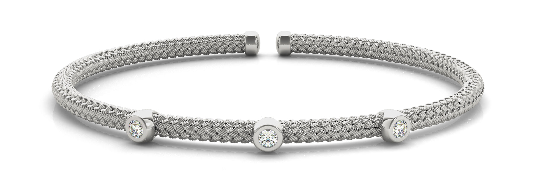 Italian 14K Gold Diamond Accent Bangle