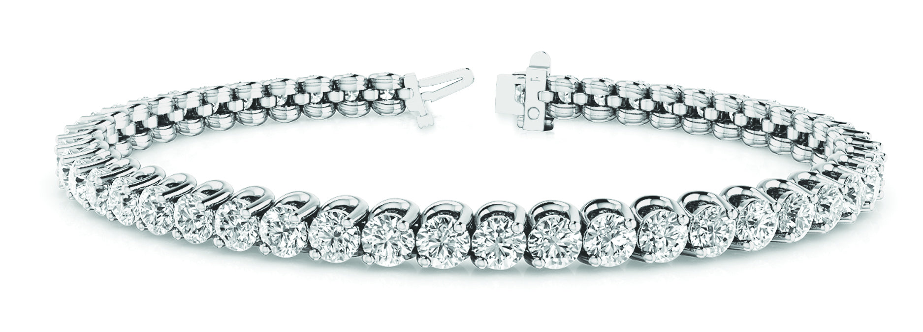 Round Diamond 2-Prong Inline Tennis Bracelet