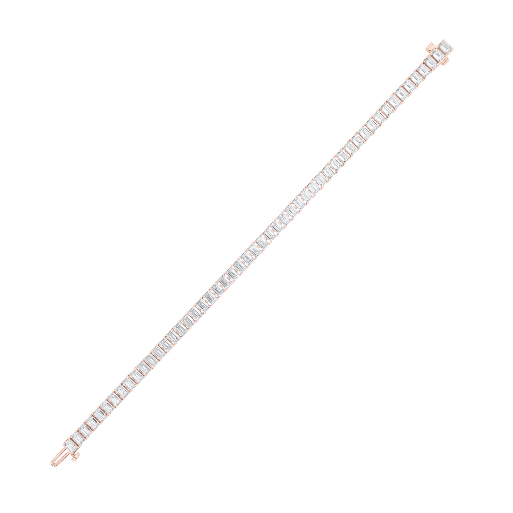 10Cttw Emerald Shaped Lab Grown Diamond (F/VS) East West Line Bracelet in 14K Gold