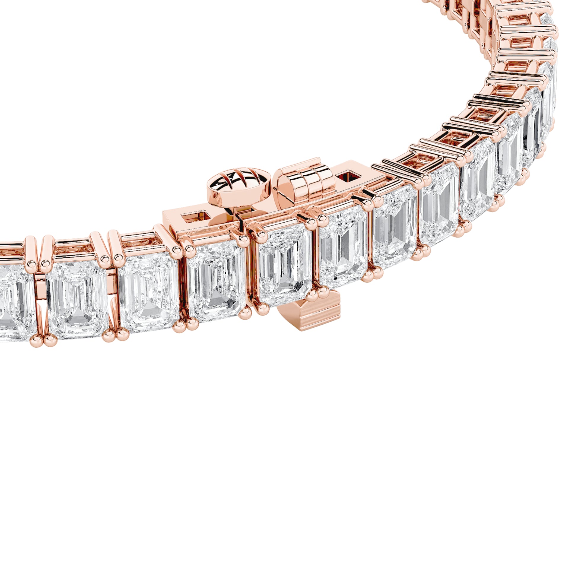 10Cttw Emerald Shaped Lab Grown Diamond (F/VS) East West Line Bracelet in 14K Gold