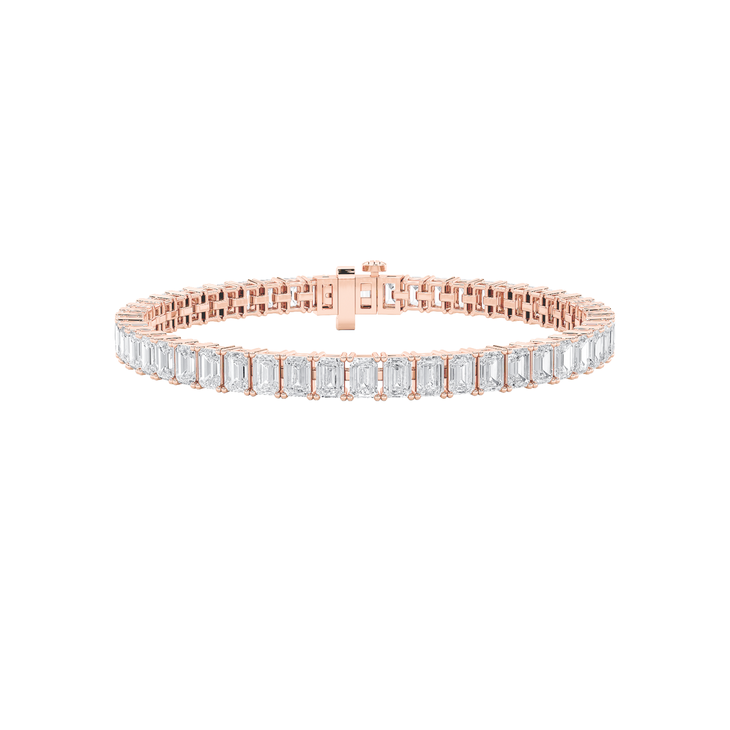 15Cttw Emerald Shaped Lab Grown Diamond (F/VS) East West Line Bracelet in 14K Gold