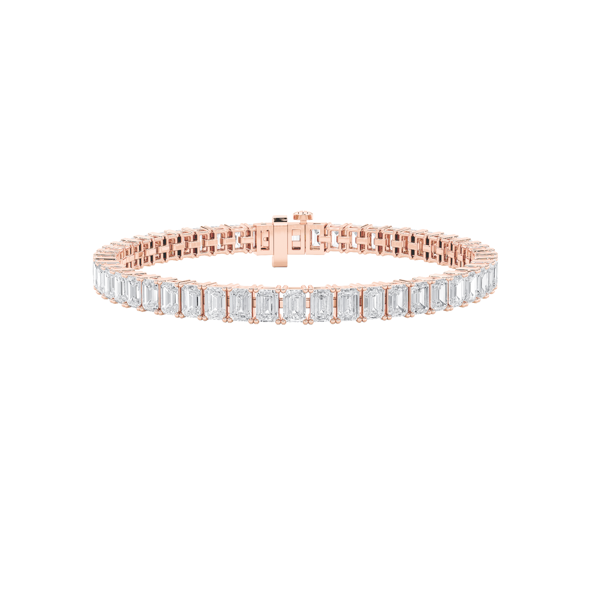 15Cttw Emerald Shaped Lab Grown Diamond (F/VS) East West Line Bracelet in 14K Gold