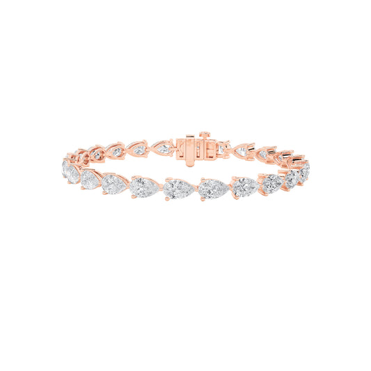 10Cttw Pear Shaped Lab Grown Diamond (F/VS) Fancy Line Bracelet in 14K Gold