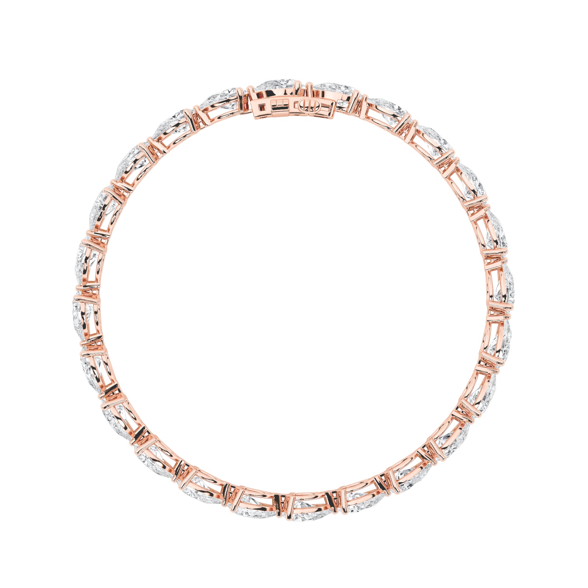 10Cttw Pear Shaped Lab Grown Diamond (F/VS) Fancy Line Bracelet in 14K Gold