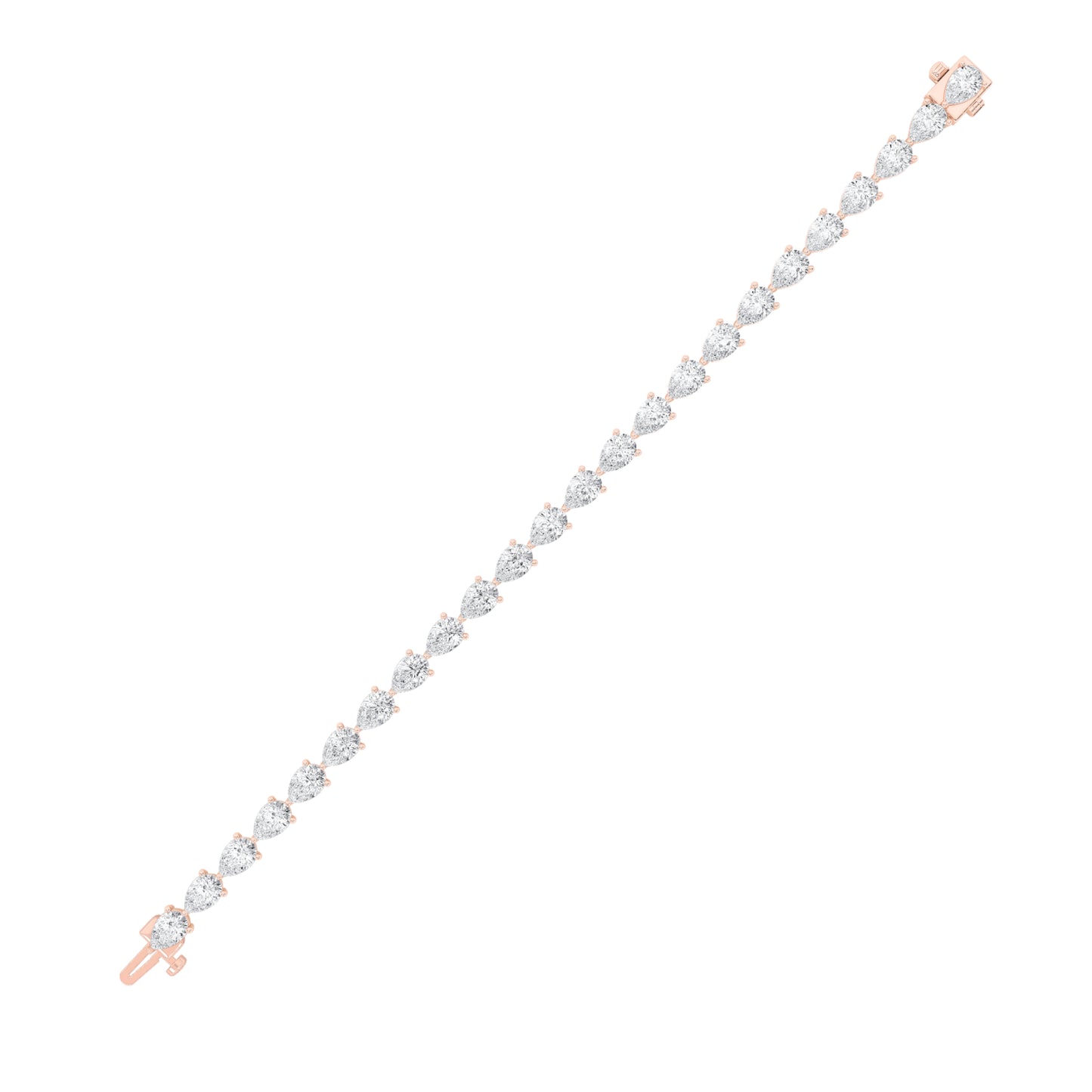 10Cttw Pear Shaped Lab Grown Diamond (F/VS) Fancy Line Bracelet in 14K Gold