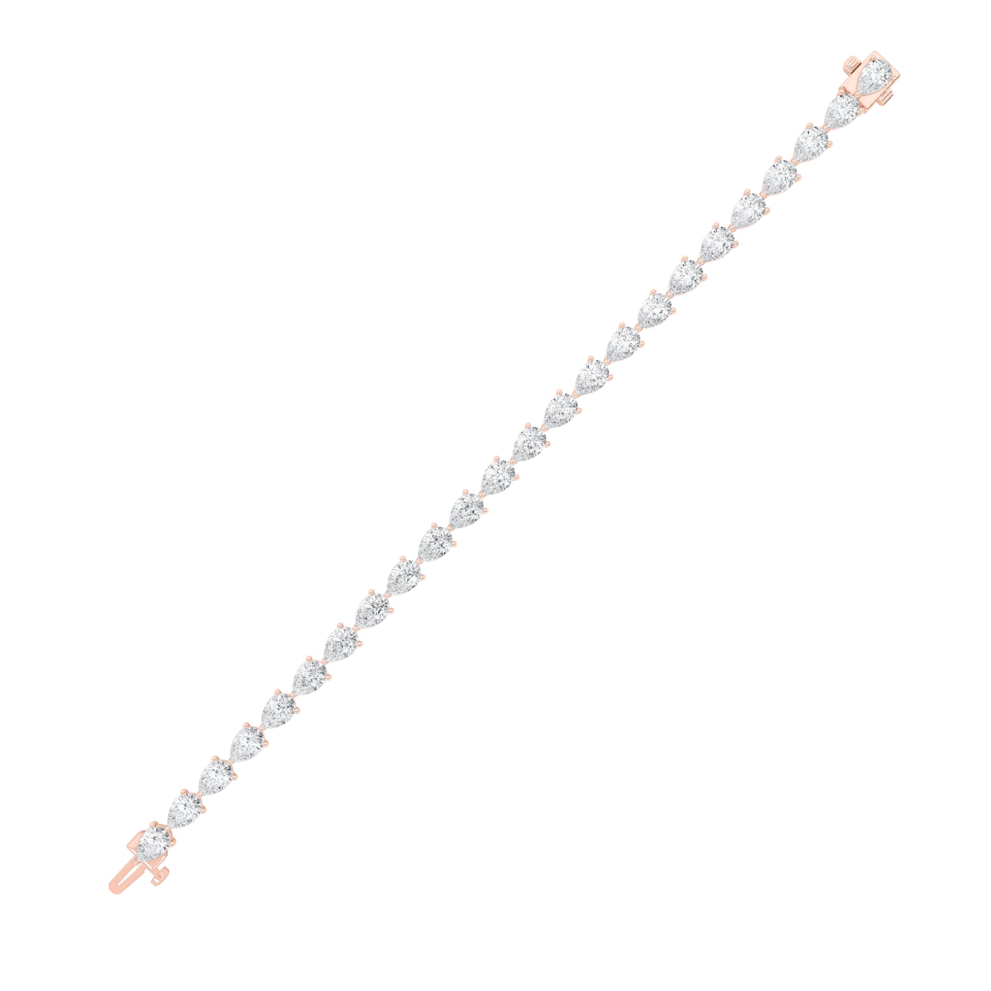 10Cttw Pear Shaped Lab Grown Diamond (F/VS) Fancy Line Bracelet in 14K Gold