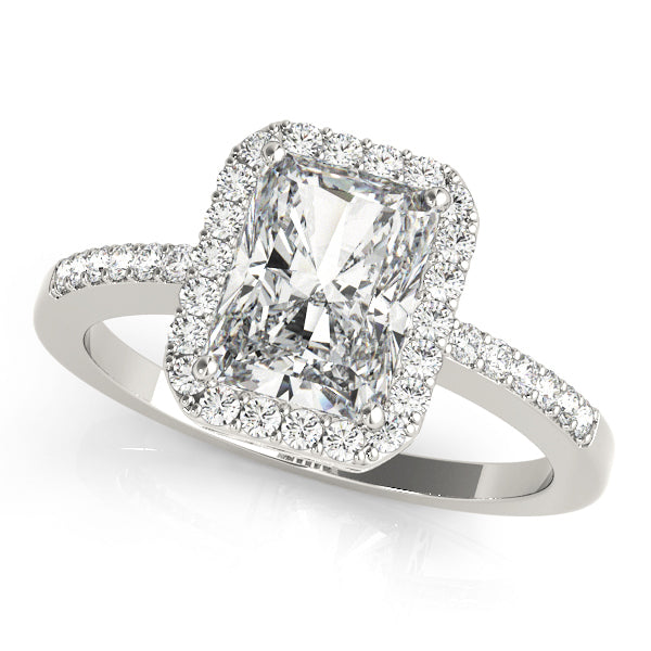 Platinum Diamond Emerald Halo Engagement Ring