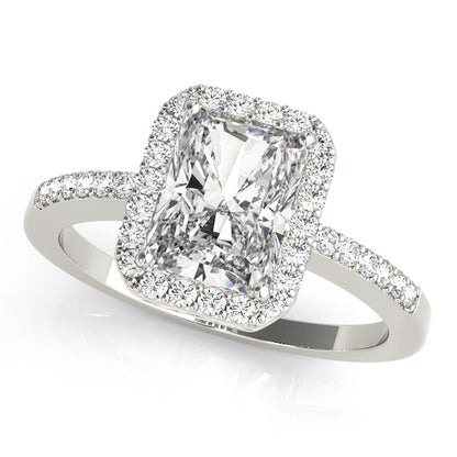 Platinum Diamond Emerald Halo Engagement Ring