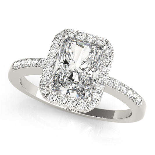 Platinum Diamond Emerald Halo Engagement Ring