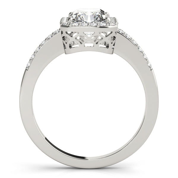 Platinum Diamond Emerald Halo Engagement Ring
