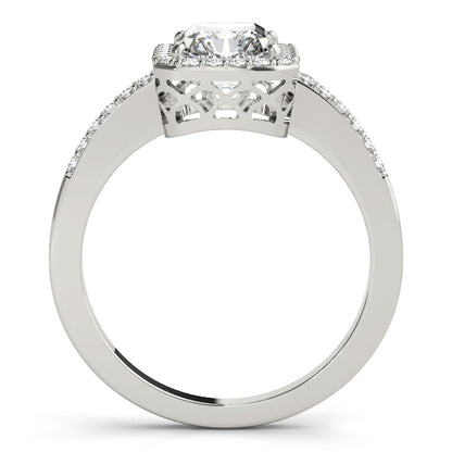 Platinum Diamond Emerald Halo Engagement Ring