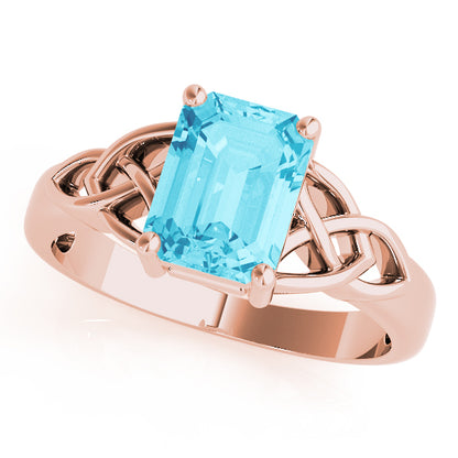18K Rose Gold Emerald Diamond Fashion Ring