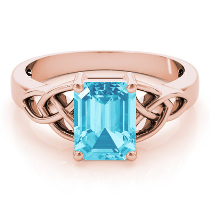 18K Rose Gold Emerald Diamond Fashion Ring