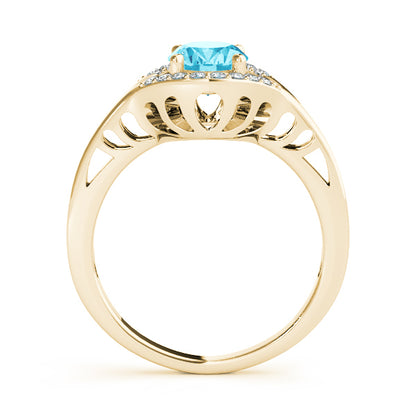14K Yellow Gold Round Diamond Fashion Ring