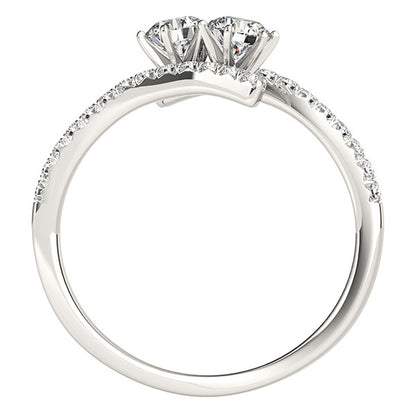 Multi-Diamond Two-Stone Precious Metal Ring