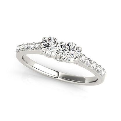 14K Gold Multi-Diamond Two Stone Ring