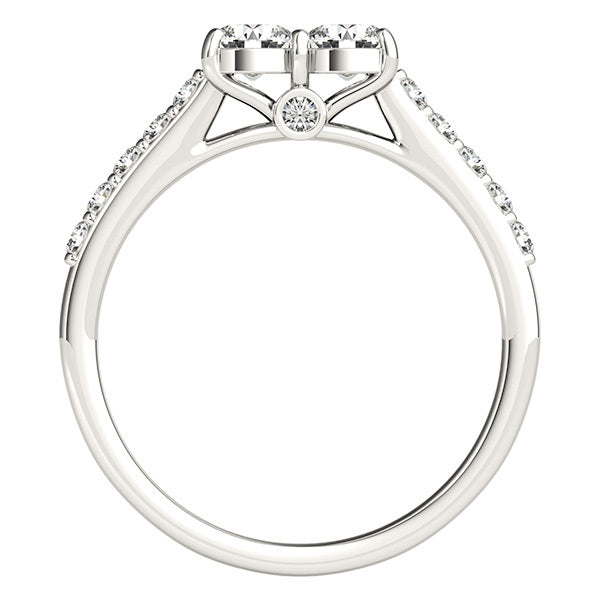 14K Gold Multi-Diamond Two Stone Ring
