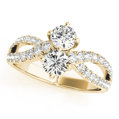 14K Yellow Gold Round Diamond Fashion Ring
