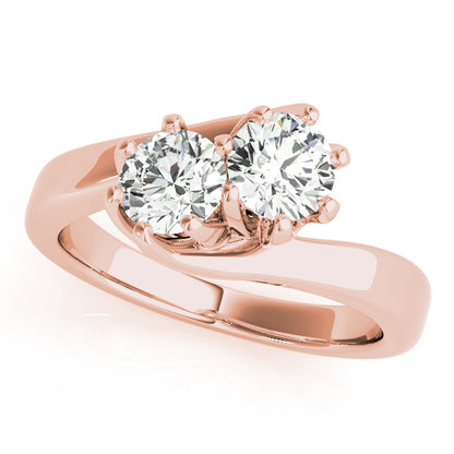 14K Rose Gold 1/2 CT Diamond Two-Stone Ring