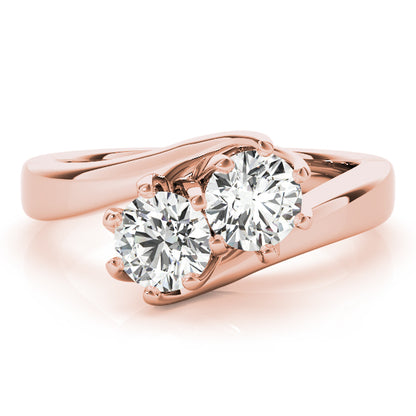 14K Rose Gold Two-Stone Diamond Fashion Ring