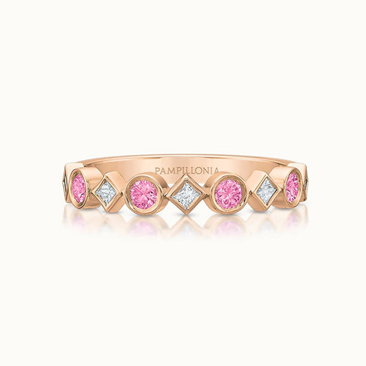 Alternating Diamond and Pink Sapphire Band