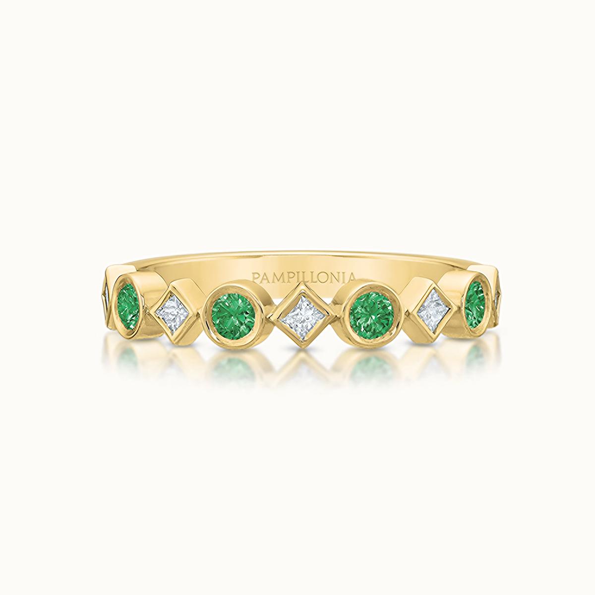 Alternating Diamond and Emerald Band
