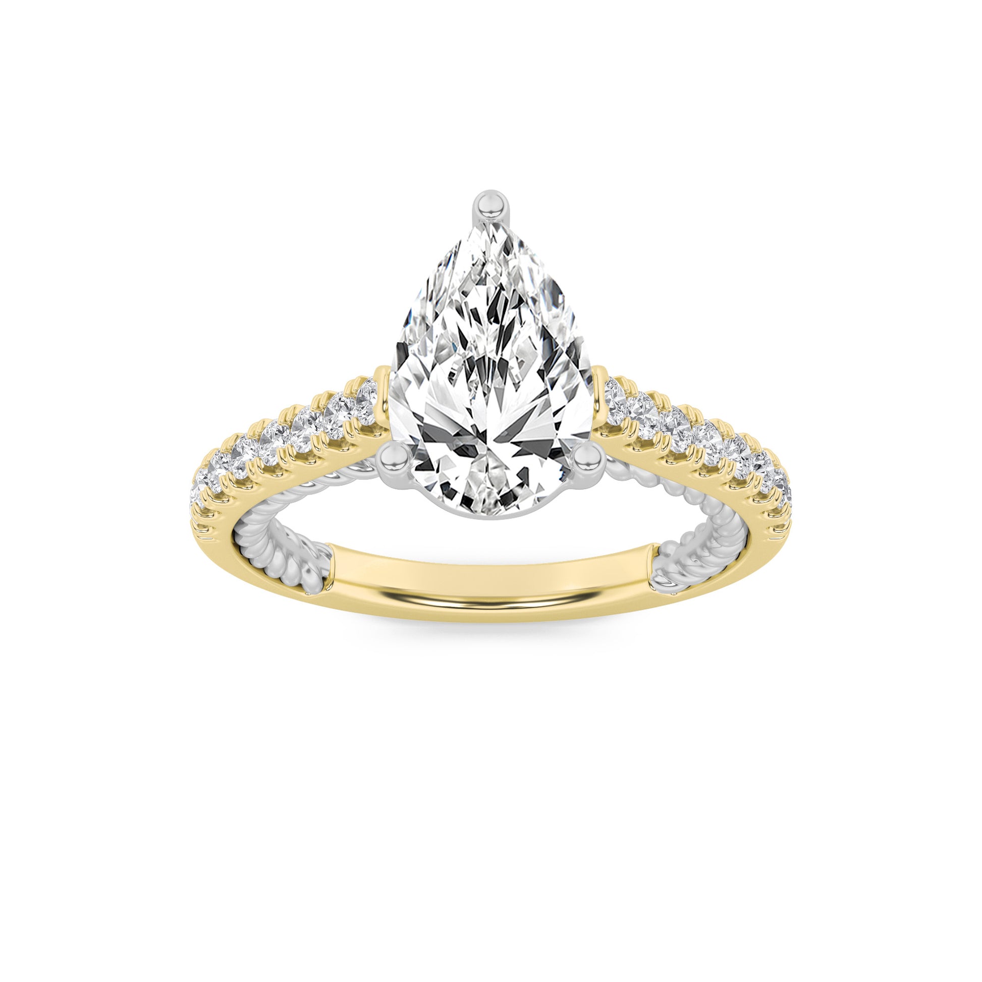 14K WY Lab Diamond Pear Solitaire Ring 2ct
