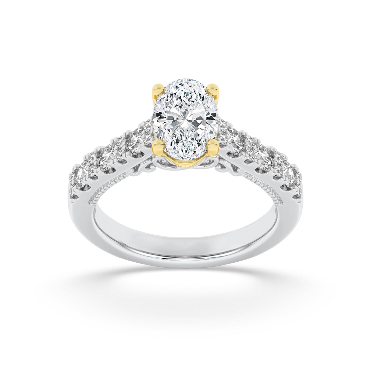 14K WY 2ct Lab Oval Diamond Vintage Engagement Ring