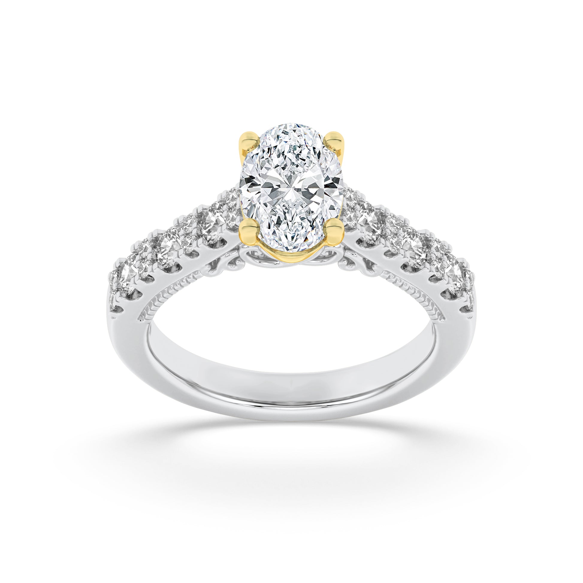 14K WY 2ct Lab Oval Diamond Vintage Engagement Ring