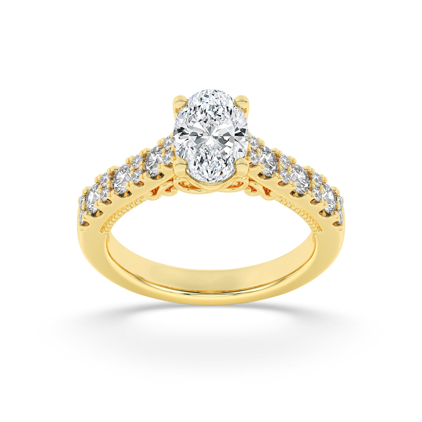 14K White Gold 2ct Lab Oval Diamond Vintage Ring