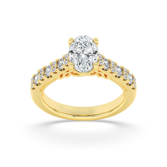 14K White Gold 2ct Lab Oval Diamond Vintage Ring
