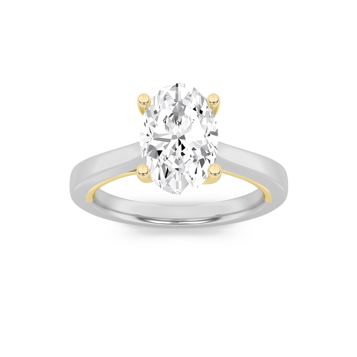 14K WY 1ct Lab Oval Diamond Solitaire Ring