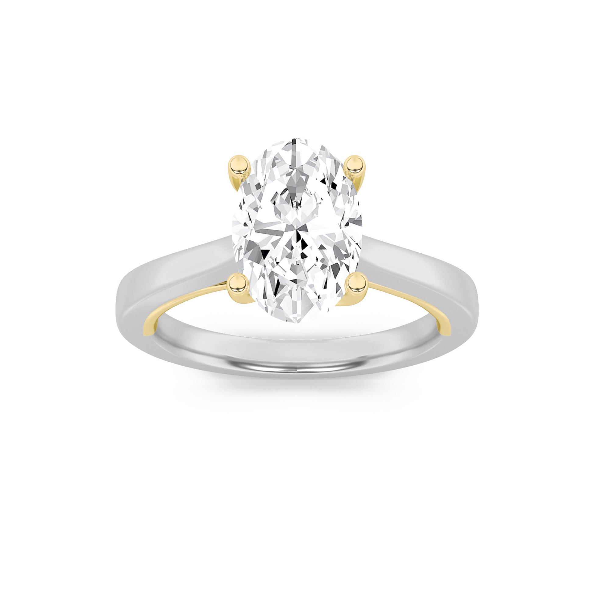 14K WY 1ct Lab Oval Diamond Solitaire Ring