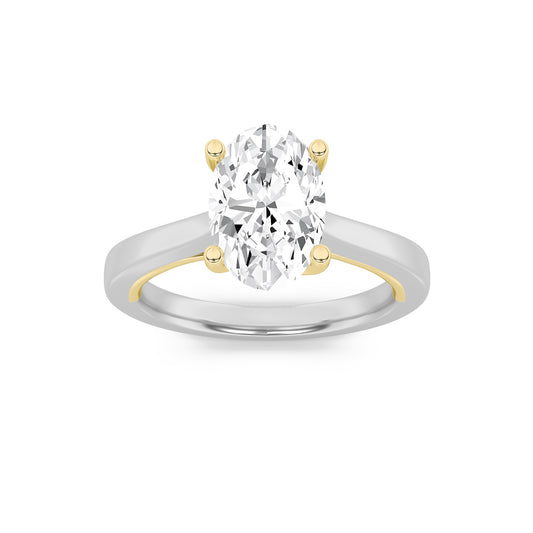 14K WY 1ct Lab Oval Diamond Solitaire Ring