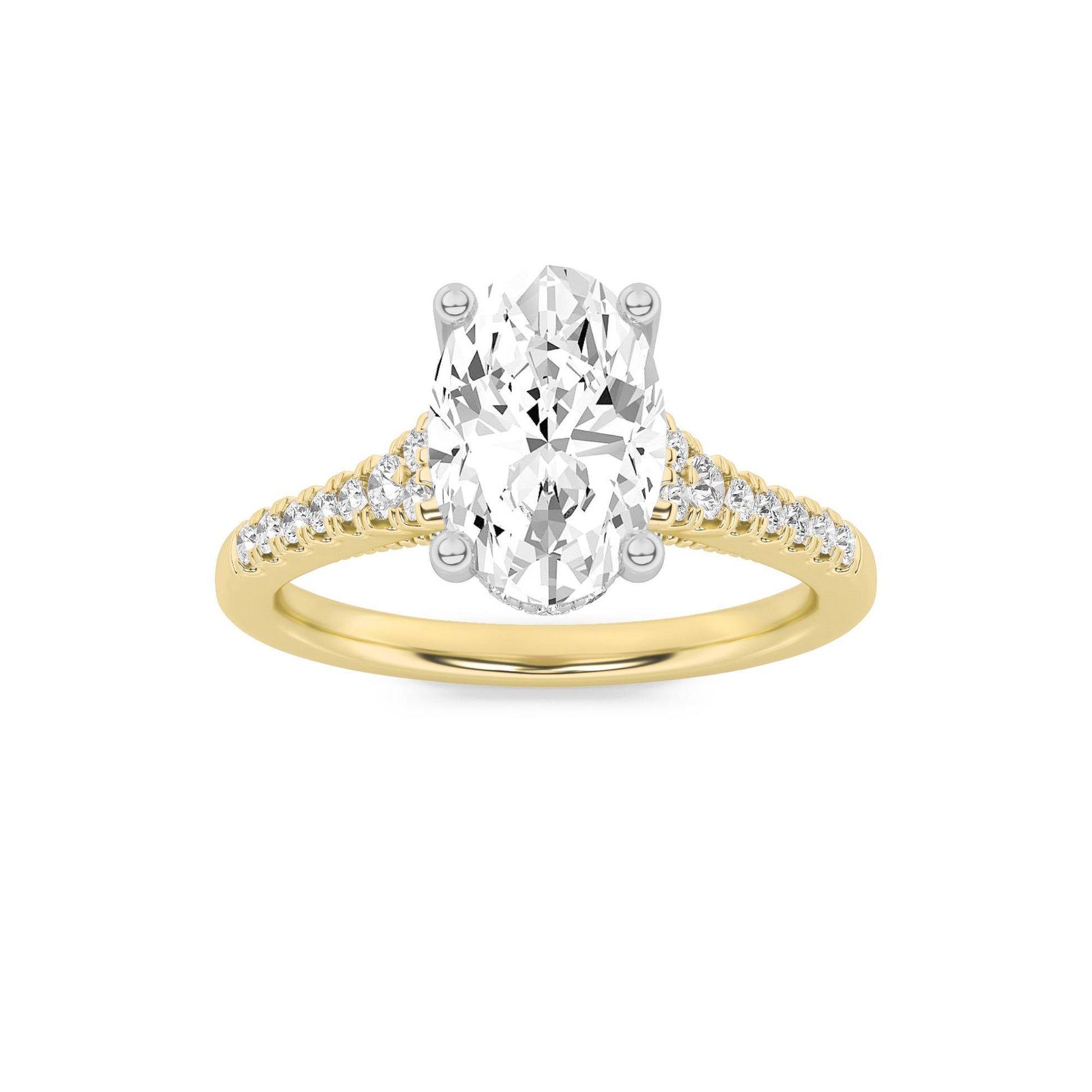 14K White Gold Lab Diamond Oval Solitaire Ring 1.5ct