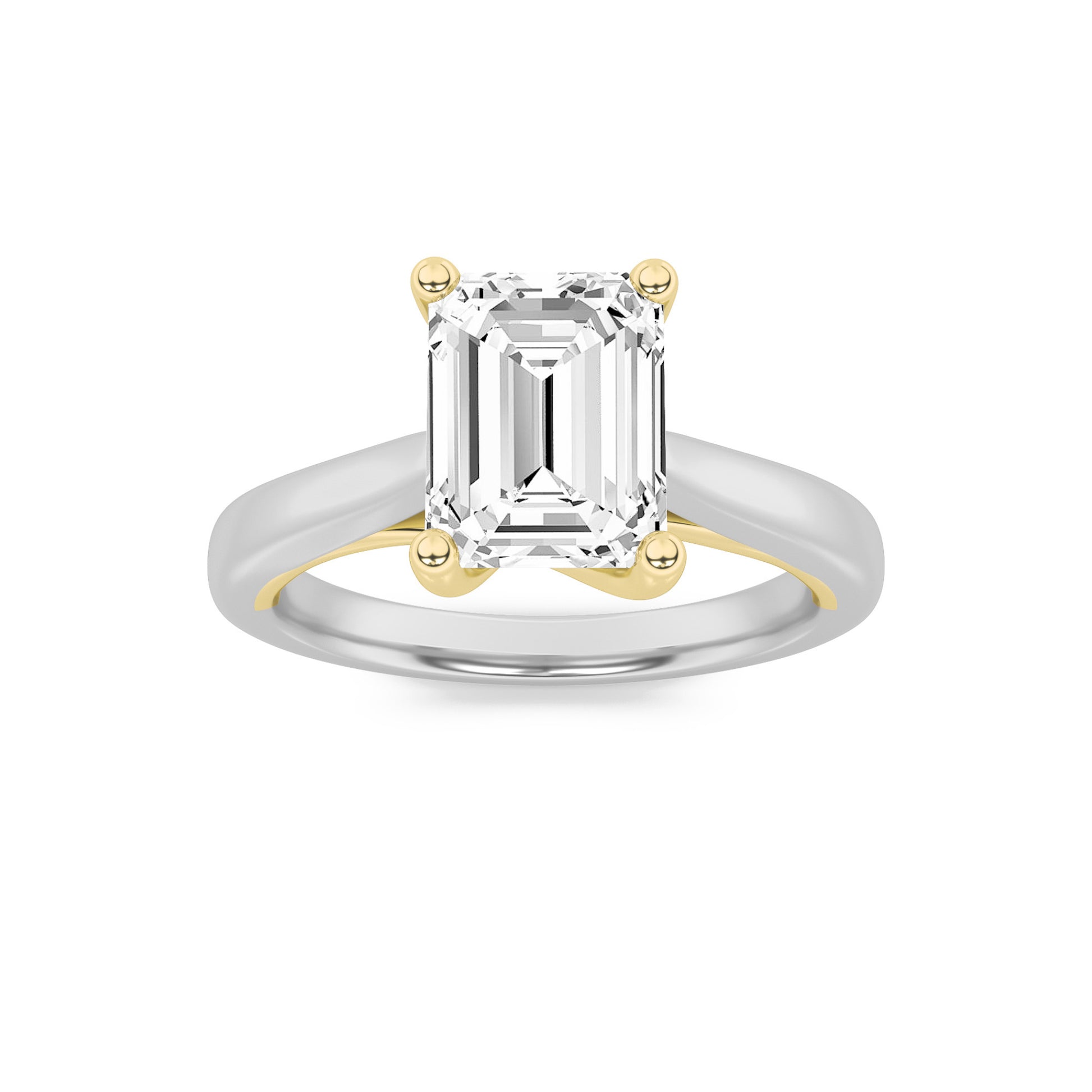 14K WY 1.5ct Lab Diamond Emerald Solitaire Ring