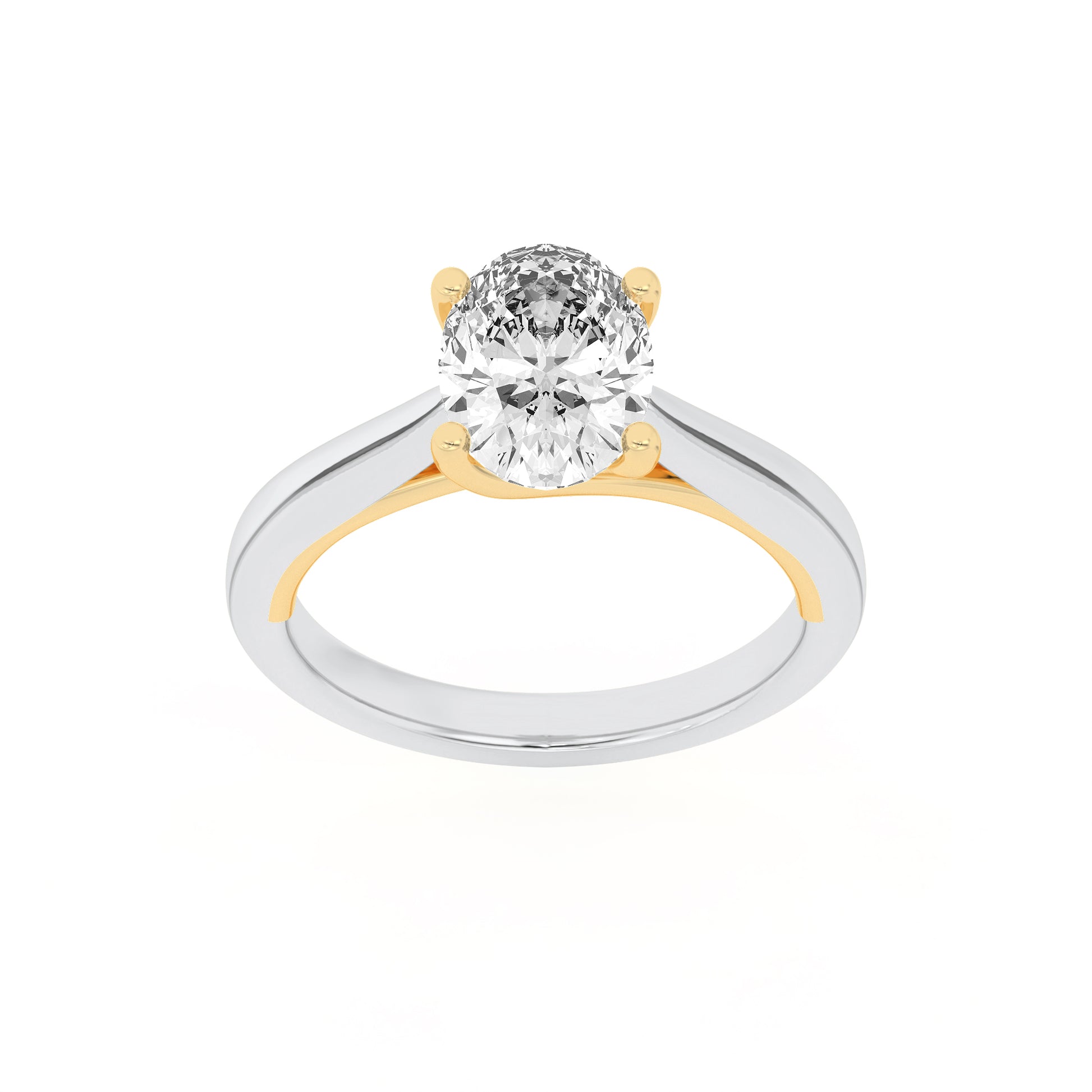 14KWY 2ct F+VS+ Lab Oval Diamond Solitaire Ring