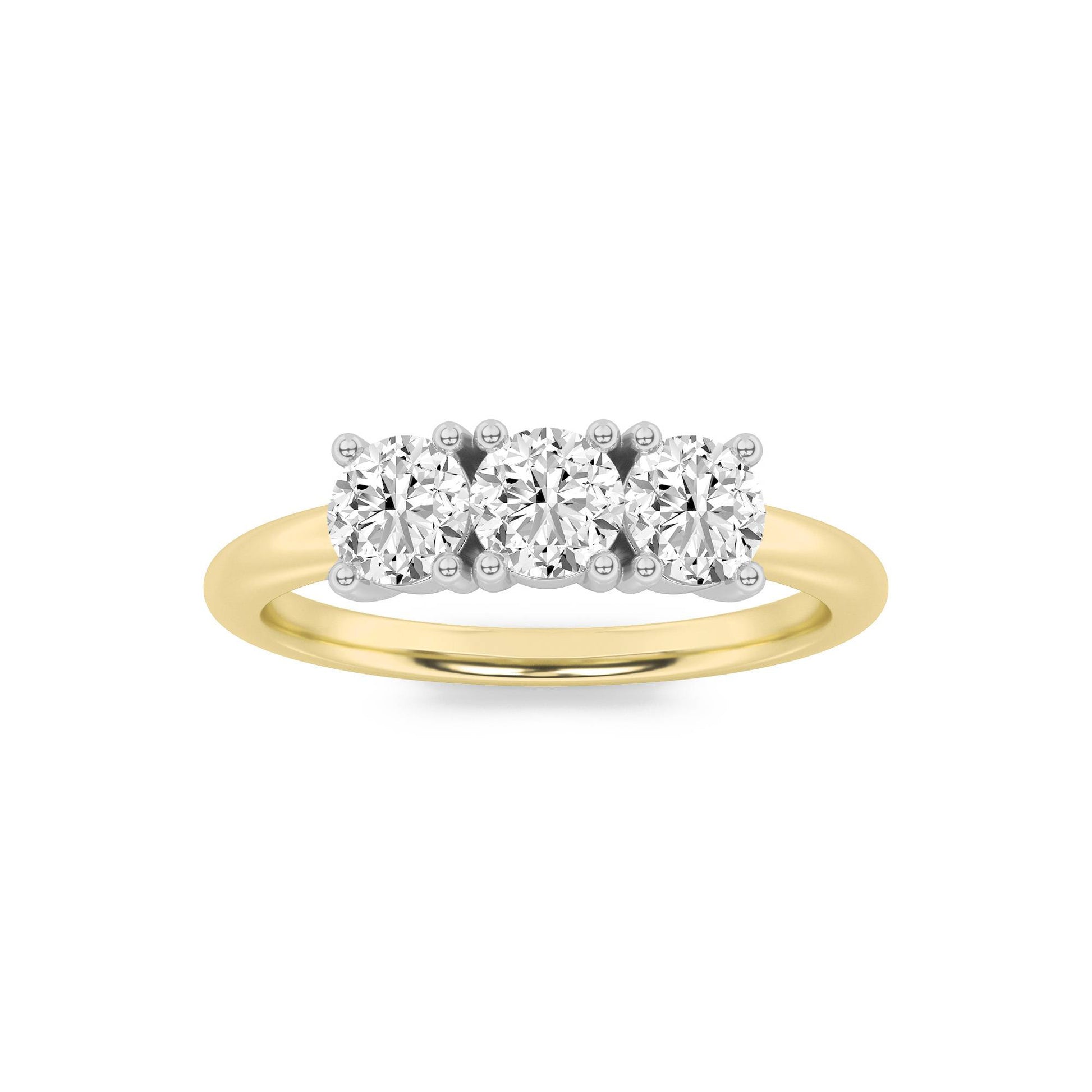 10K White Gold 0.8ctw Lab Diamond Three-Stone Ring