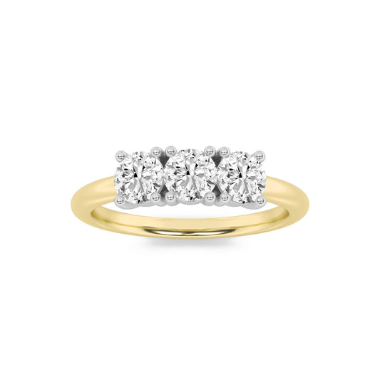 10K White Gold 0.8ctw Lab Diamond Three-Stone Ring