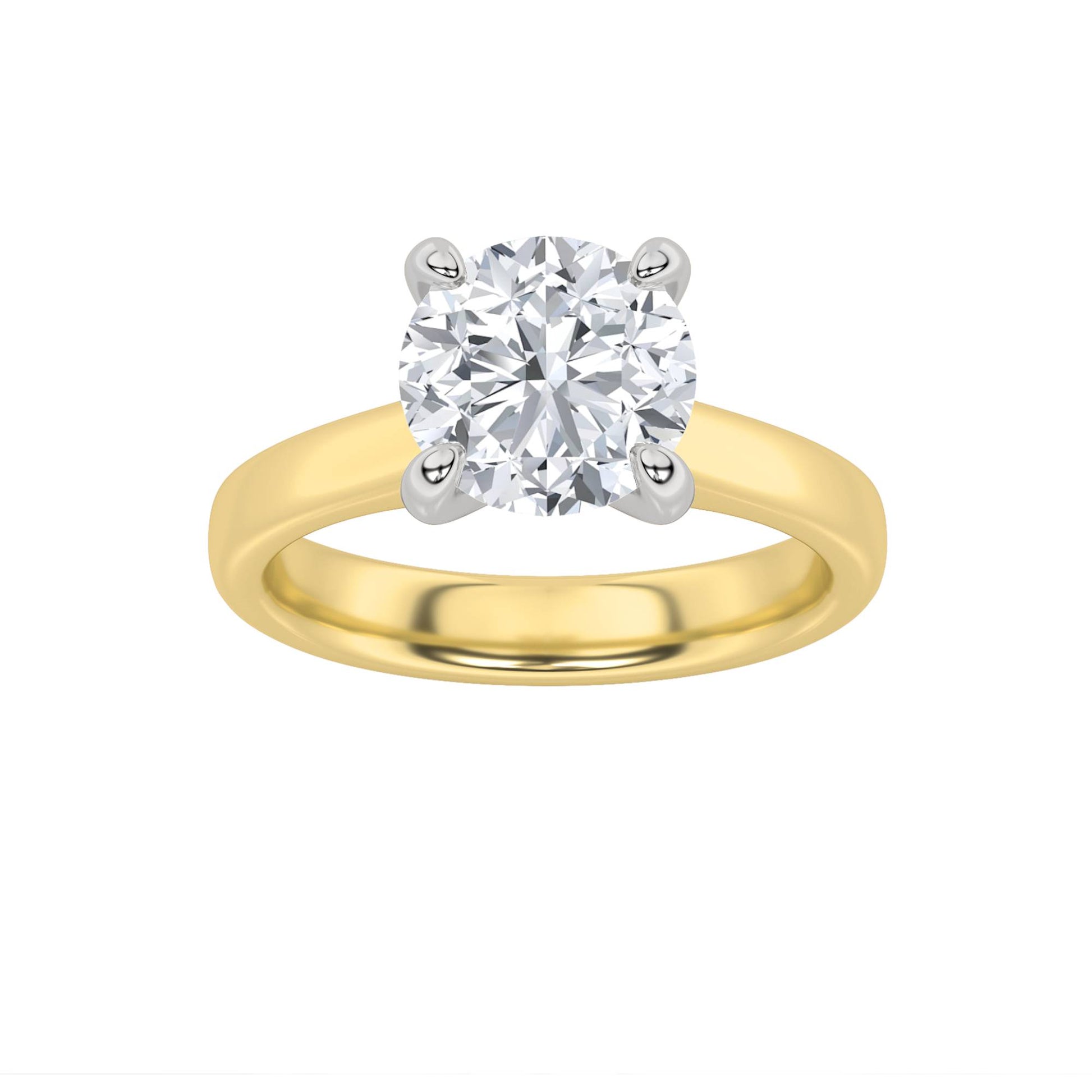 14K Two-Tone White/Yellow Gold 1.53ct E-Color Lab Diamond Solitaire Ring