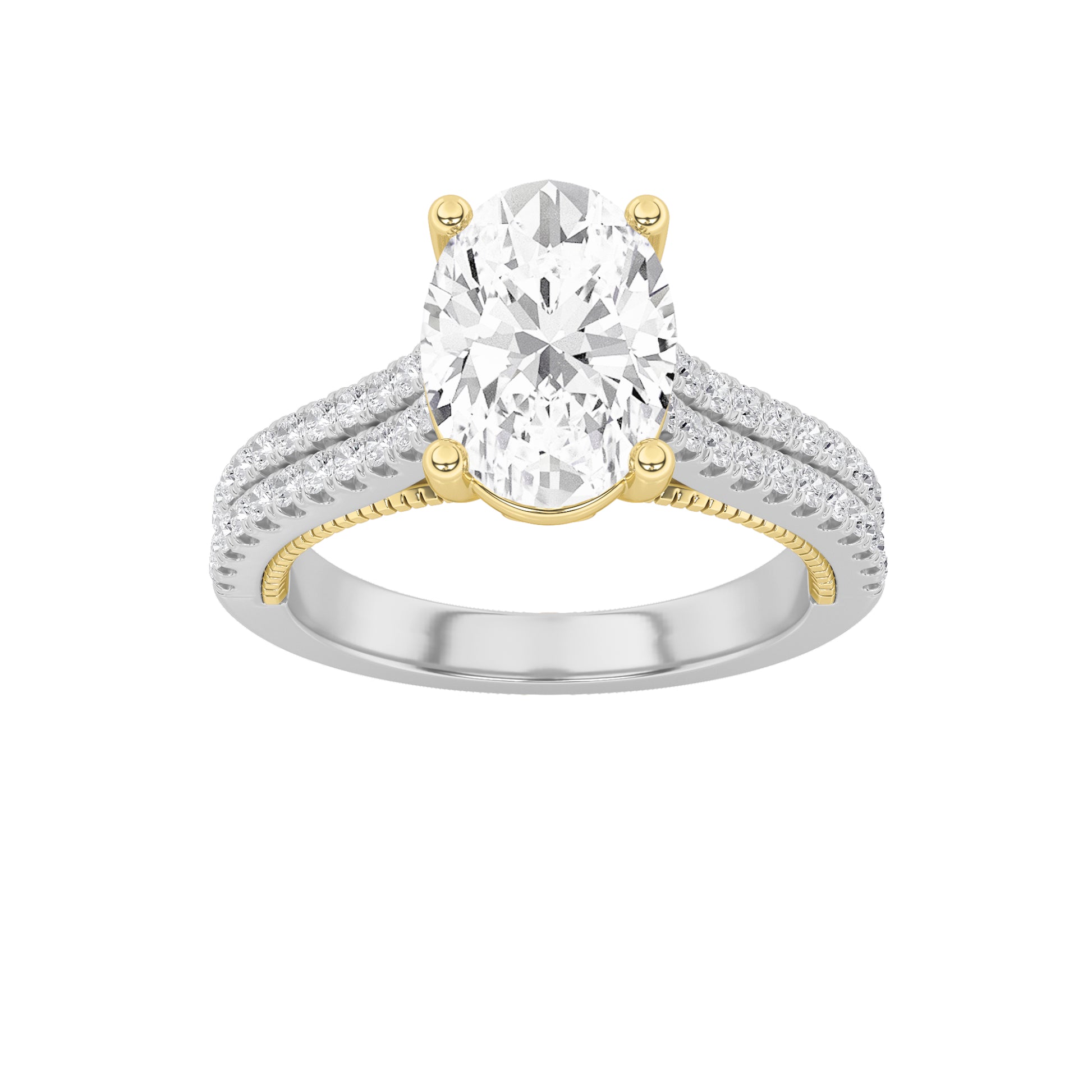 14K WY 2ct Lab Oval Diamond Solitaire Engagement Ring