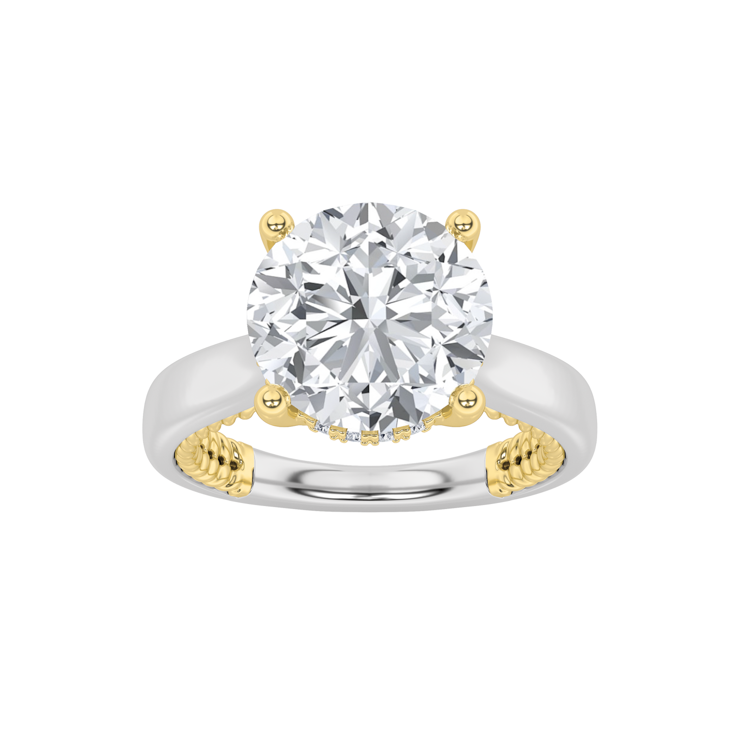 14K WY 3.5ct Lab Diamond Solitaire Engagement Ring