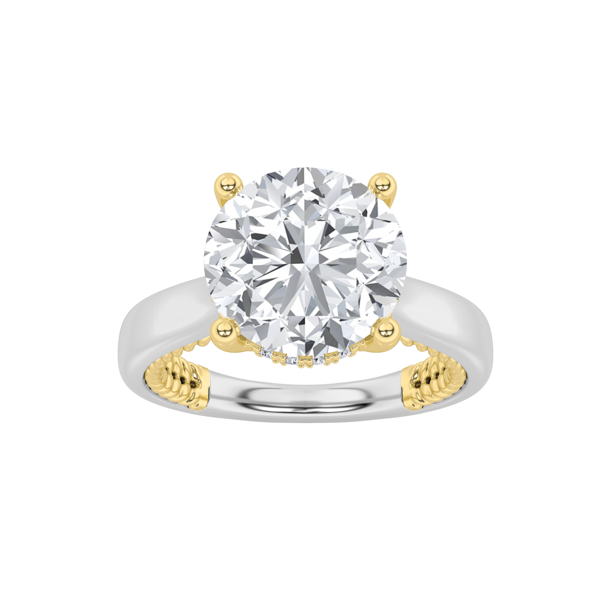 14K WY 3.5ct Lab Diamond Solitaire Engagement Ring