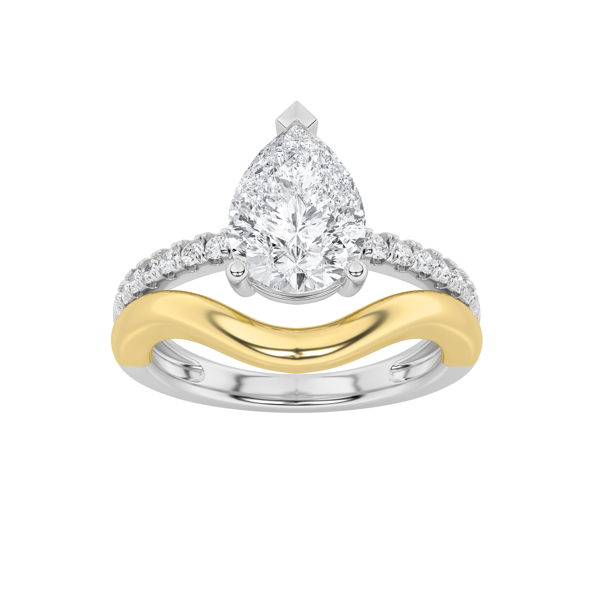 14K WY 2ct Lab Pear Diamond Solitaire Engagement Ring
