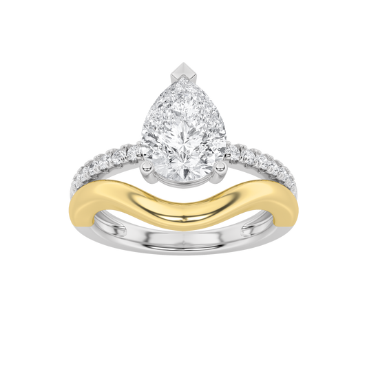 14K WY 2ct Lab Pear Diamond Solitaire Engagement Ring
