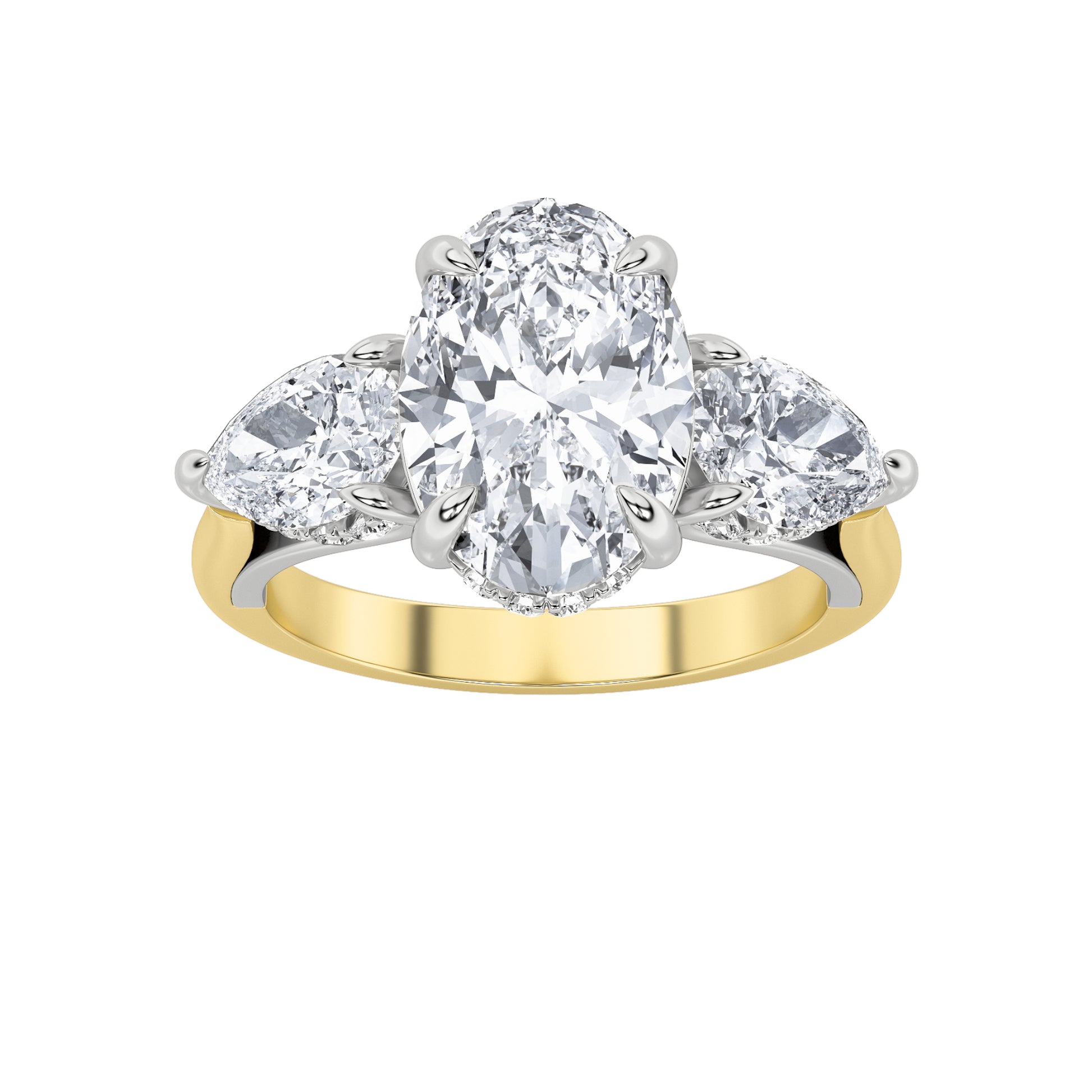 14K White Gold 4ct Lab Diamond Oval Engagement Ring