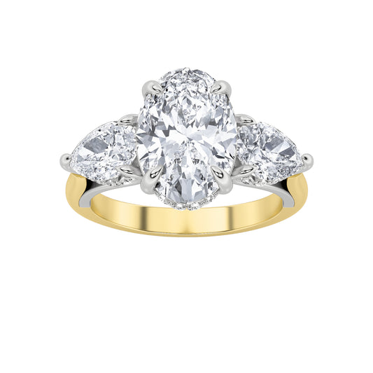 14K White Gold 4ct Lab Diamond Oval Engagement Ring