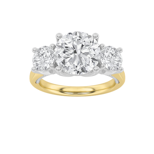 14K White Gold 4.37ct Lab Diamond 3-Stone Ring