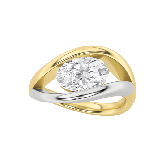 14K WY 1.5ct Lab Diamond Oval Ring Sz 7